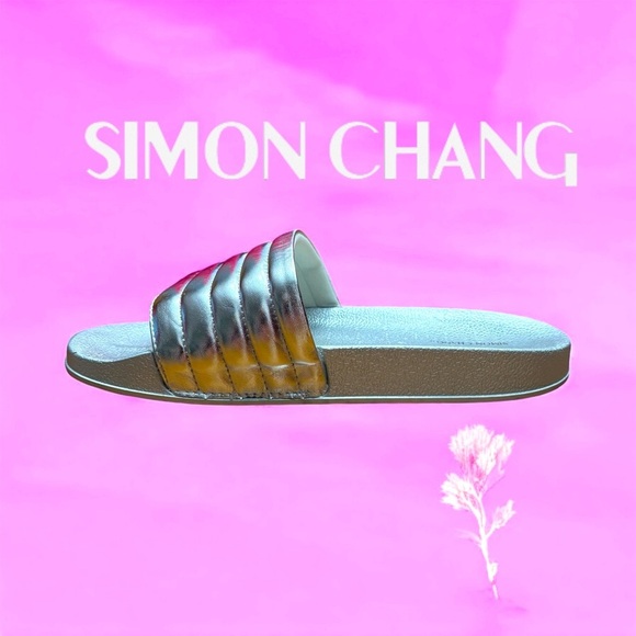 Shiny & Comfy Simon Chang Slip-On Sandals – Metallic Finish - Size 9 - Picture 1 of 8